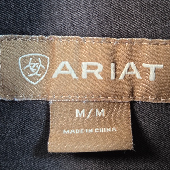 Ariat Button Down Long Sleeve Shirt Mens Size Medium Faded Black Cotton Twill - Picture 6 of 12